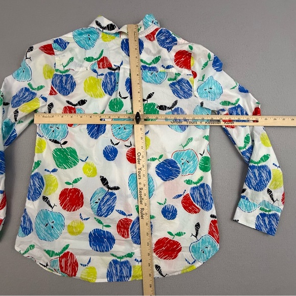 Talbots Shirt Women's Medium Long Sleeve Button Down Apple Print Top - Picture 6 of 12